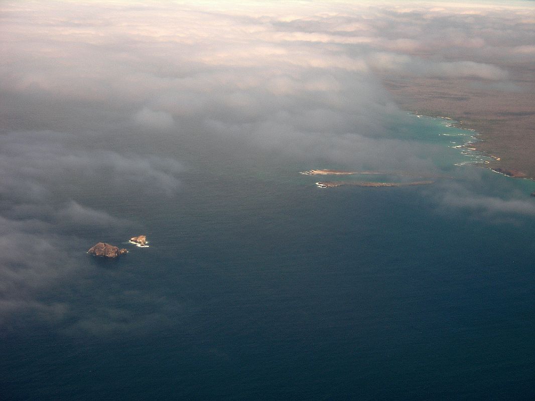 Galapagos 1-1-04 Gordon Rocks and Plazas From Plane